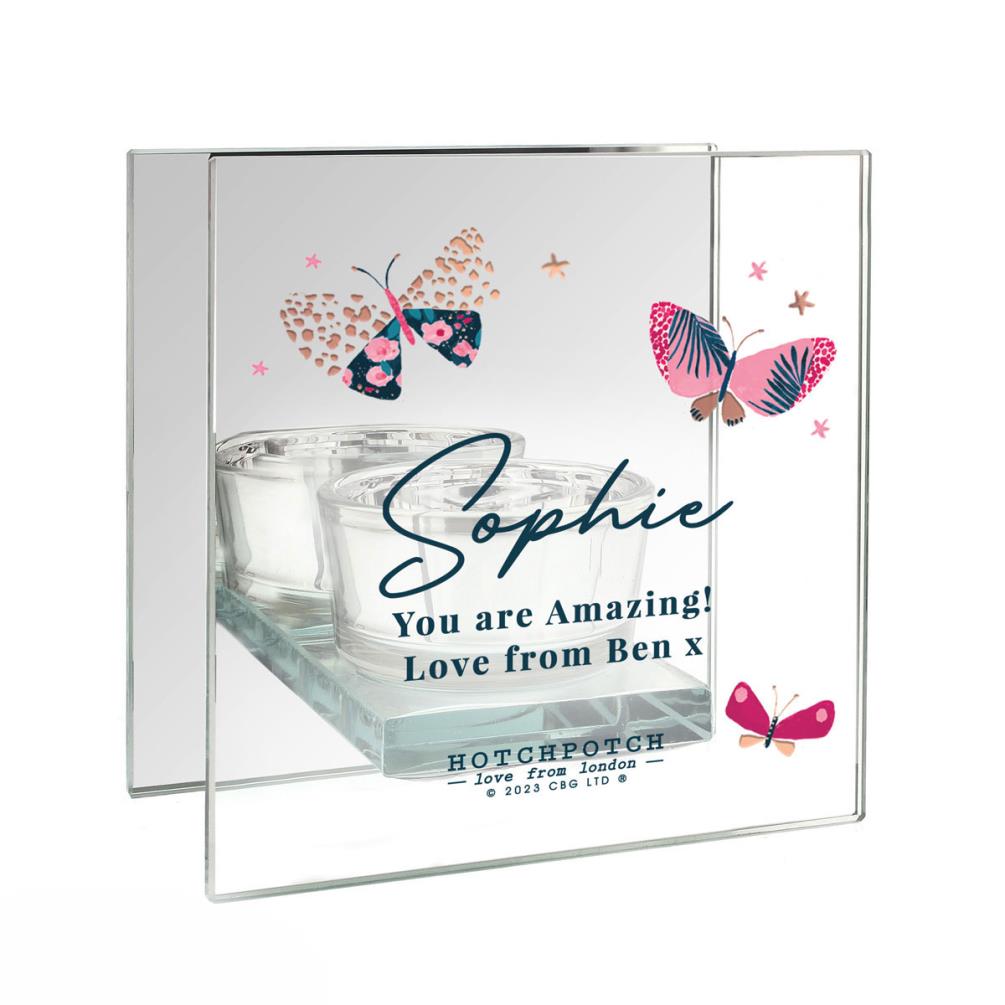 Personalised Hotchpotch Butterfly Mirrored Glass Tea Light Holder £14.39